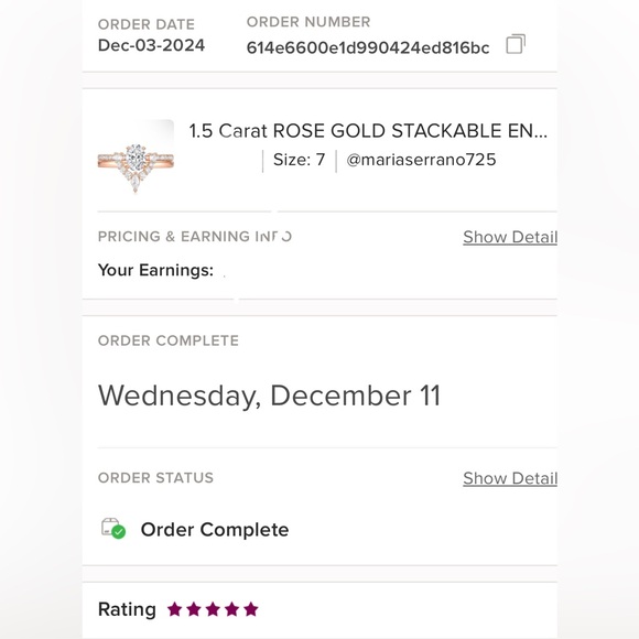 1.5 Carat ROSE GOLD STACKABLE ENGAGEMENT RING - Picture 5 of 5